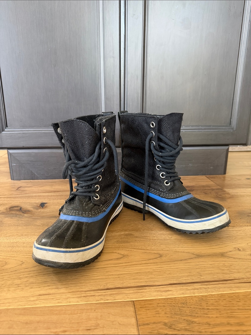 Women’s Sorely Black and Blue Waterproof Lace-Up Boots